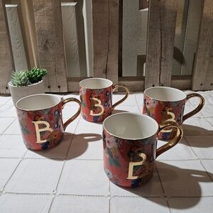 Rifle Paper And Co Floral Red and Gold Mugs Set Letter B